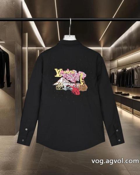 Louis Vuitton/ルイヴィトン爆金カラー桜火山ザリガニロゴ刺繍長袖シャツ 0