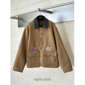 miumiu 25新型ウールネックジッパー刺繍コットンコート