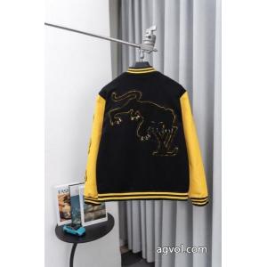 Louis Vuitton古花パッチワークレザースリーブタオル刺繍野球ウェアウールジャケット