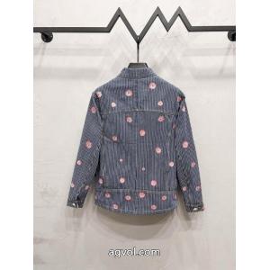 LOUIS VUITTONストライプ刺繍シングルバックルデニムジャケット