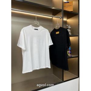 LOUIS VUITTONルイ・ヴィトン2026ss新作アルファベット柄工芸刺繍カップルカジュアル半袖Tシャツ