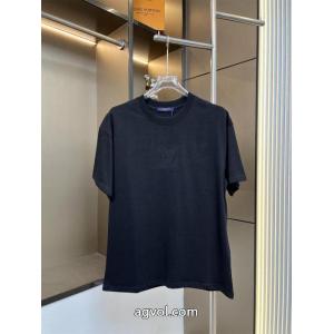 LOUIS VUITTONルイ・ヴィトン2026ss新作アルファベット柄工芸刺繍カップルカジュアル半袖Tシャツ