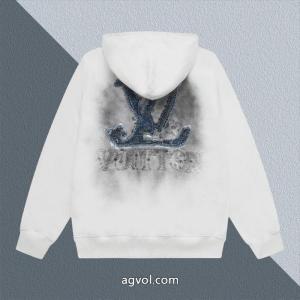 LV爆金定番重工業洗濯デニム刺繍LOGO衛衣男女上着カバーヘッド衛衣