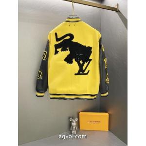 LV下山虎黄豹走秀金万針刺繍タオル刺繍野球服ジャケット