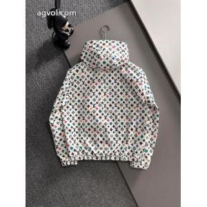 LVトップブルーのオールドフラワープリントジップメタルオリジナルジャケット