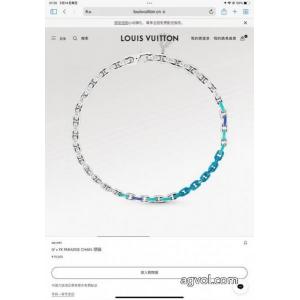 LVルイヴィトン竹節ブルーのパッチワークネックレスセット