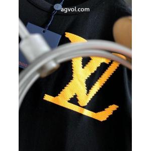 LOUIS VUITTON最新の純綿オフセット印刷黒ネジ半袖