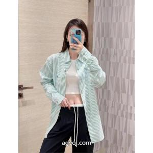 Louis Vuitton/新作ストライプコットン系バックル長袖シャツ