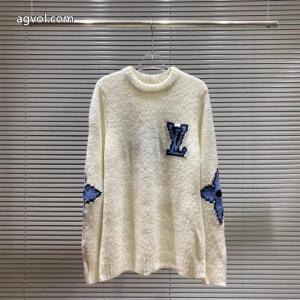 LOUIS VUITTON老花ロゴクローバージャカードラウンドネックセーター