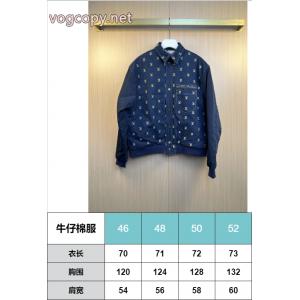 LOUIS VUITTON25ss全幅刺繍開襟ロゴナイロン袖ジョイントデニムコットンコート