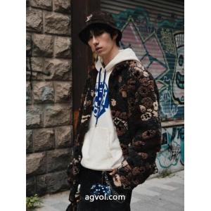 LV立体パイル彫刻リバーシブルウエストジャケットジャケットコート