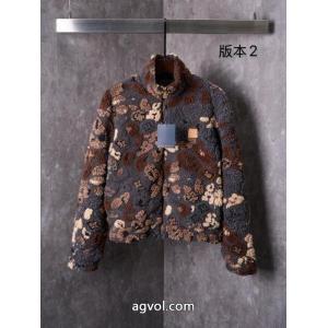 LV立体パイル彫刻リバーシブルウエストジャケットジャケットコート