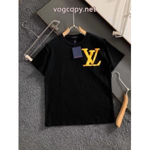 LOUIS VUITTON最新コットンオフセットブラックねじ付き半袖Tシャツ