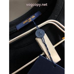 LOUIS VUITTON最新コットンオフセットブラックねじ付き半袖Tシャツ