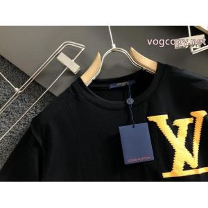 LOUIS VUITTON最新コットンオフセットブラックねじ付き半袖Tシャツ