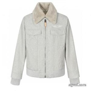 LOUIS VUITTONウールの襟継ぎ羊毛綿入れの服コート