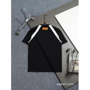 高品質LOUIS VUITTON 2026 ss最新革ロゴ発泡丸首半袖Tシャツ
