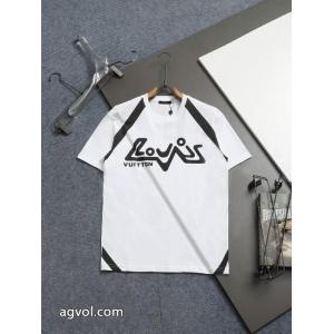 高品質LOUIS VUITTON 2026 ss最新革ロゴ発泡丸首半袖Tシャツ