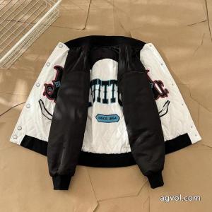 LOUIS VUITTONひし形布刺繍工芸衝突色野球服コート