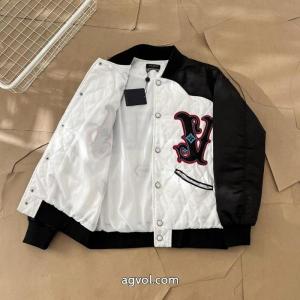 LOUIS VUITTONひし形布刺繍工芸衝突色野球服コート