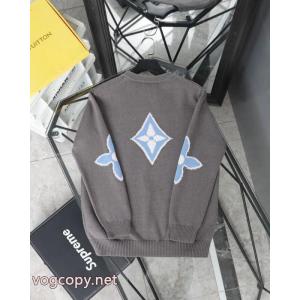 Louis Vuitton限定スキーシリーズクローバーカフスロゴジャカードカップルニットクルーネックセーター