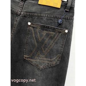 LOUIS VUITTON2026新型レトロ仕立て旧水洗ポケット刺繍アルファベットカップルモデルストレートジーンズ