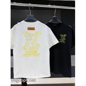 偽物 ブランド ショップ個性的な素材感も魅力 大人っぽい 優等品LOUIS VUITTON半袖Tシャツ