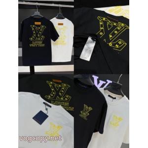 偽物 ブランド ショップ個性的な素材感も魅力 大人っぽい 優等品LOUIS VUITTON半袖Tシャツ