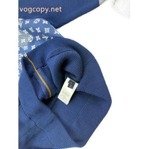 LOUIS VUITTON×Nigo連名ジョイントジッパーハイネック長袖ニットメンズブルー
