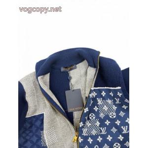 LOUIS VUITTON×Nigo連名ジョイントジッパーハイネック長袖ニットメンズブルー