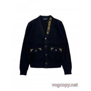 LV LOUIS VUITTON FW 25早秋メンズシリーズ、ピュアカラーVネックシングルブレスト長袖ニット、メンズブラック