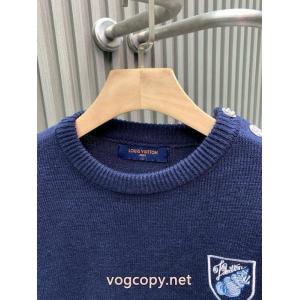 Louis Vuittonルイ・ヴィトン2026 SS新作サザエ刺繍ロゴフラワーボタンラウンドネック長袖セーター男女同型