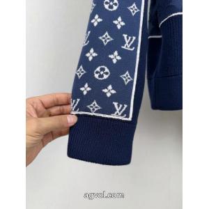 LOUIS VUITTONルイLV連名NIGOチェッカーキルティング重工ニットセーターコート