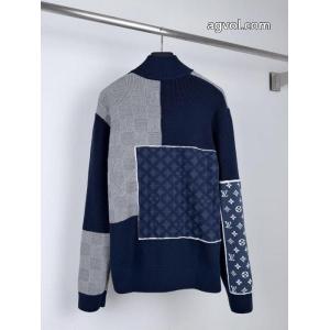 LOUIS VUITTONルイLV連名NIGOチェッカーキルティング重工ニットセーターコート