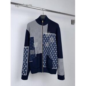 LOUIS VUITTONルイLV連名NIGOチェッカーキルティング重工ニットセーターコート