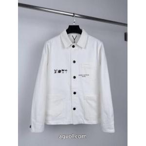 LOUIS VUITTONルイLV 26 FWプリントロゴEQUIPEスタッズデニムジャケット