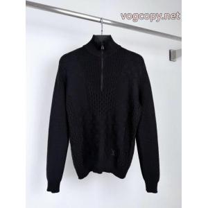 LOUIS VUITTONルイLVチェッカージャカード刺繍ロゴハーフジップニットセーター