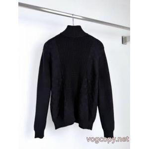 LOUIS VUITTONルイLVチェッカージャカード刺繍ロゴハーフジップニットセーター