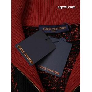 lvルイSS 27赤黒チェッカーハーフジッパーニットセーターコート