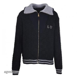 LOUIS VUITTON LVチェッカーボードクラッシュカラーリブニットジャケット