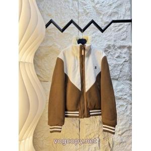LOUIS VUITTONルイMonogramレーザー焼花混色モコモコ襟グラブル野球ジャケット
