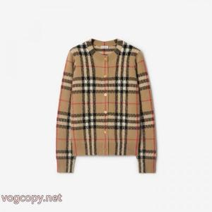 バーバリー（Burberry）クララのチェック柄ニットカーディガンコート