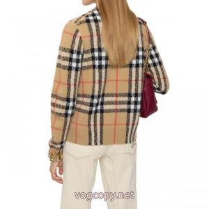 バーバリー（Burberry）クララのチェック柄ニットカーディガンコート