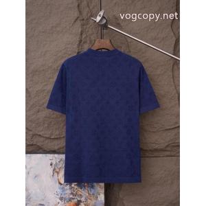 LOUIS VUITTONルイ・ヴィトン暗めのアルファベットジャカードニット半袖Tシャツ