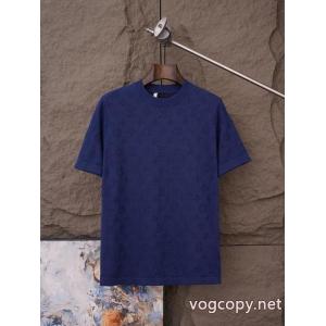 LOUIS VUITTONルイ・ヴィトン暗めのアルファベットジャカードニット半袖Tシャツ