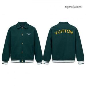 Louis vuitton 2026秋の新作インクグリーンのめくり襟野球ウェアコート