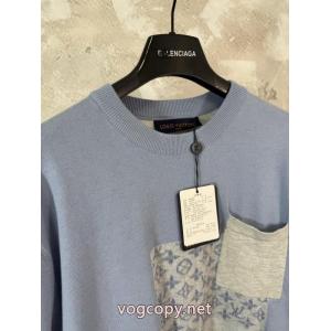 lvルイ26 ss重ポンド新型Monogramジャカードパッチワークポケットニット半袖Tシャツ