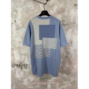 lvルイ26 ss重ポンド新型Monogramジャカードパッチワークポケットニット半袖Tシャツ