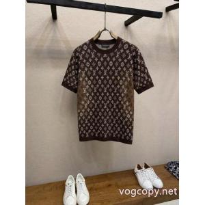 Louis Vuitton/ルイ・ヴィトンオールドフラワーアルファベット満印クルーネックニット半袖Tシャツ