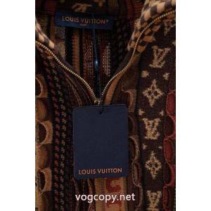 Lv/ルイ・ヴィトン25 FW連名NigoシリーズMonogramフラワージャカード重工ハーフジッパースタンドカラーセーター